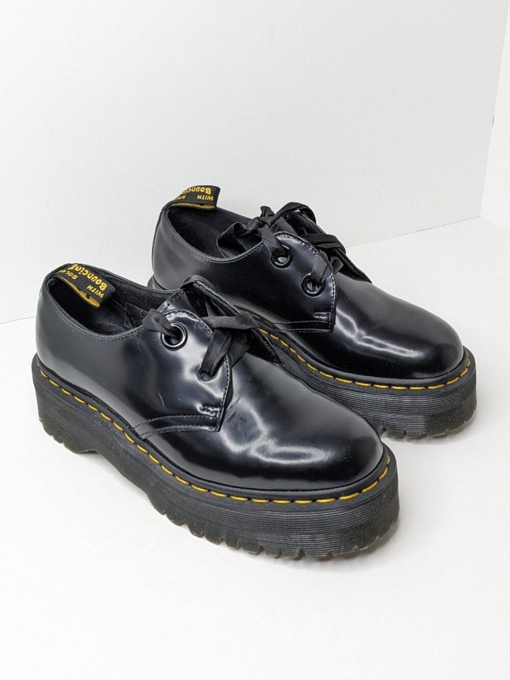 Dr. Martens Holly Platform Oxford Shoes Black Leather Womens 9